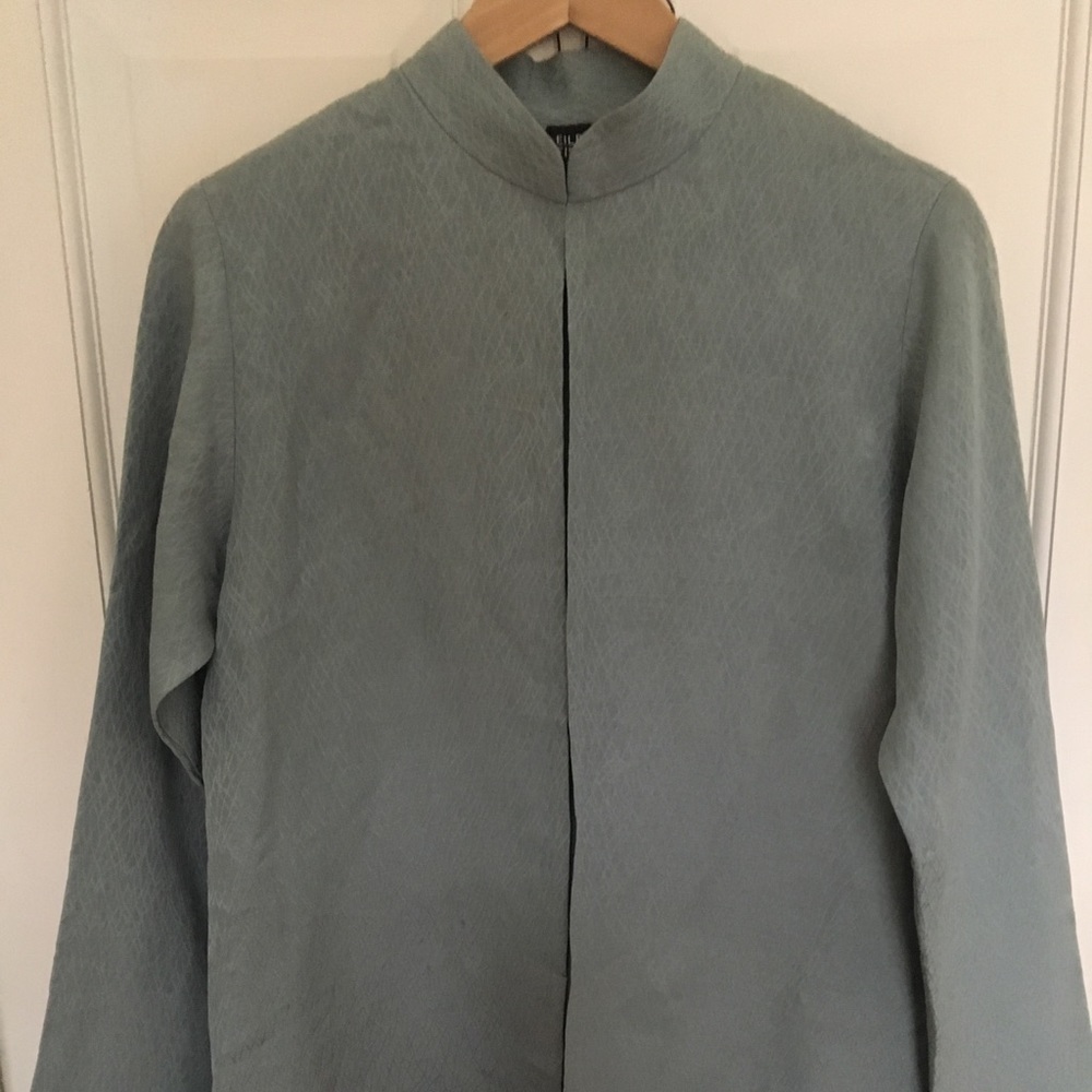 Eileen Fisher silk/linen open short jacket duster